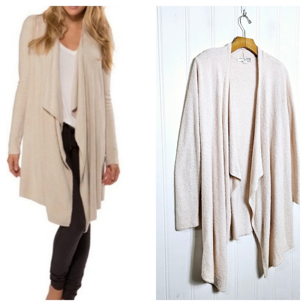 Barefoot Dreams Bamboo Chic Lite Cardigan S/M Draped Open Front Faded Rose Pink